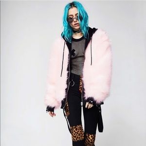 Current Mood Pink Fur Bondage Coat
